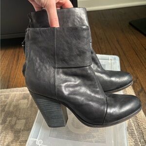 Rag and Bone Newbury Black Leather Ankle Boots